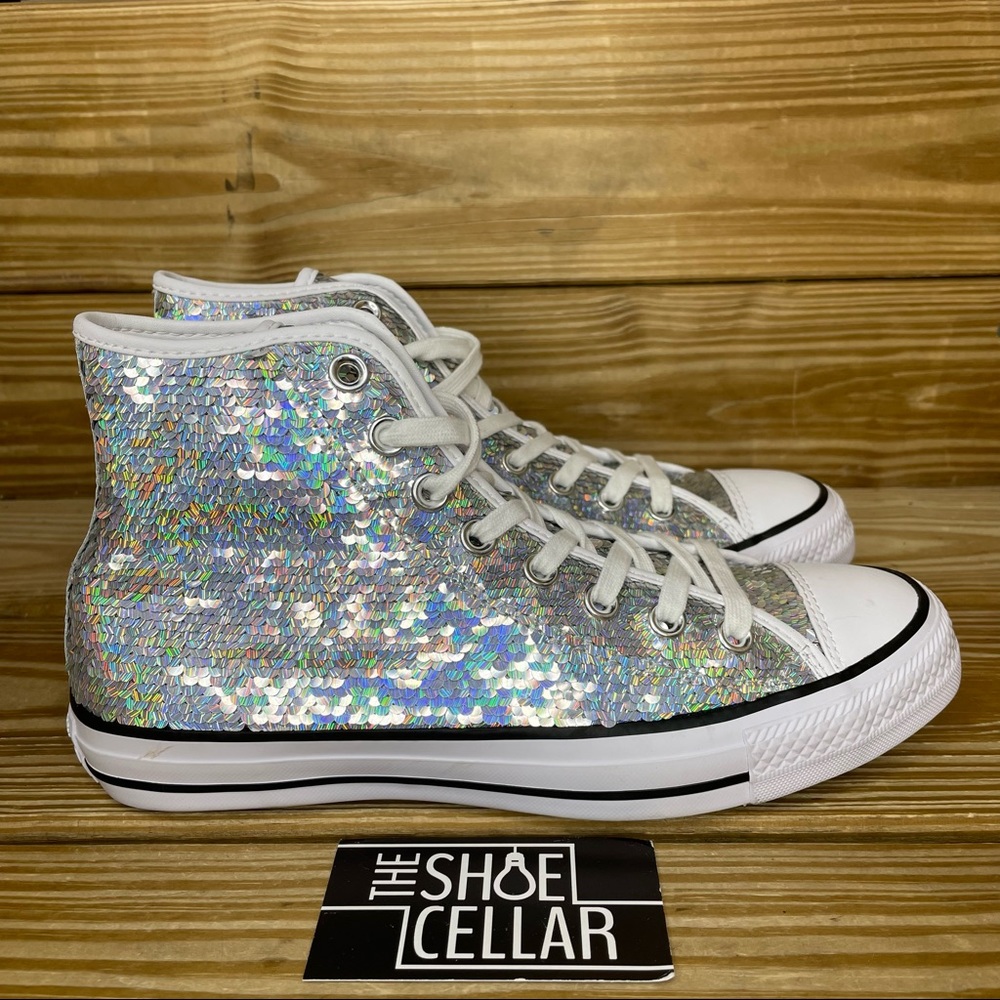 Converse Womens 9 Hightop Chuck Taylor All Star Sneaker glitter sequin bling